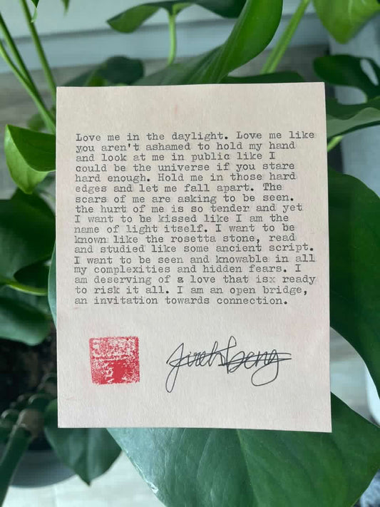 A poem on being Loved in the Daylight