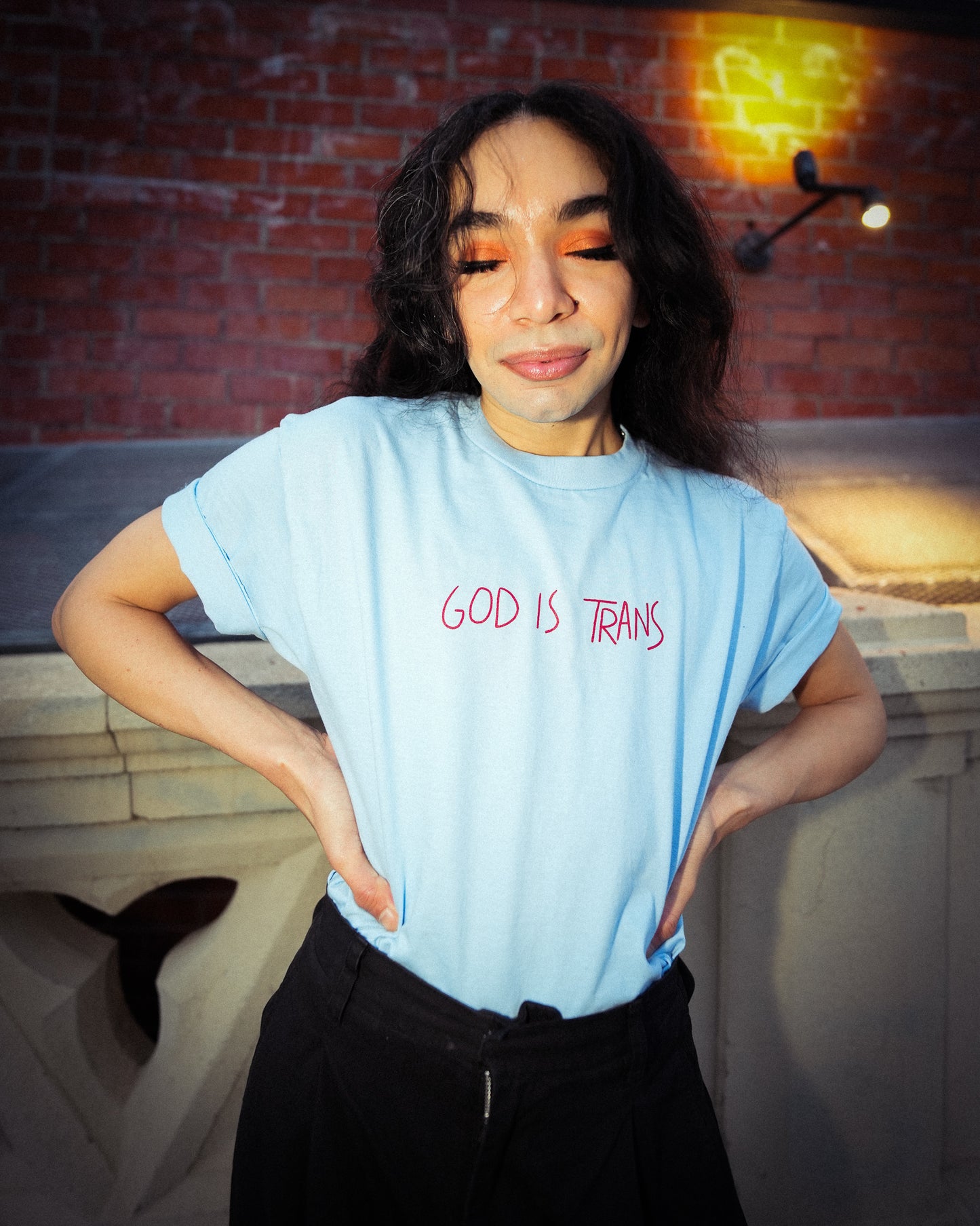 GOD IS TRANS BLUE SHIRT