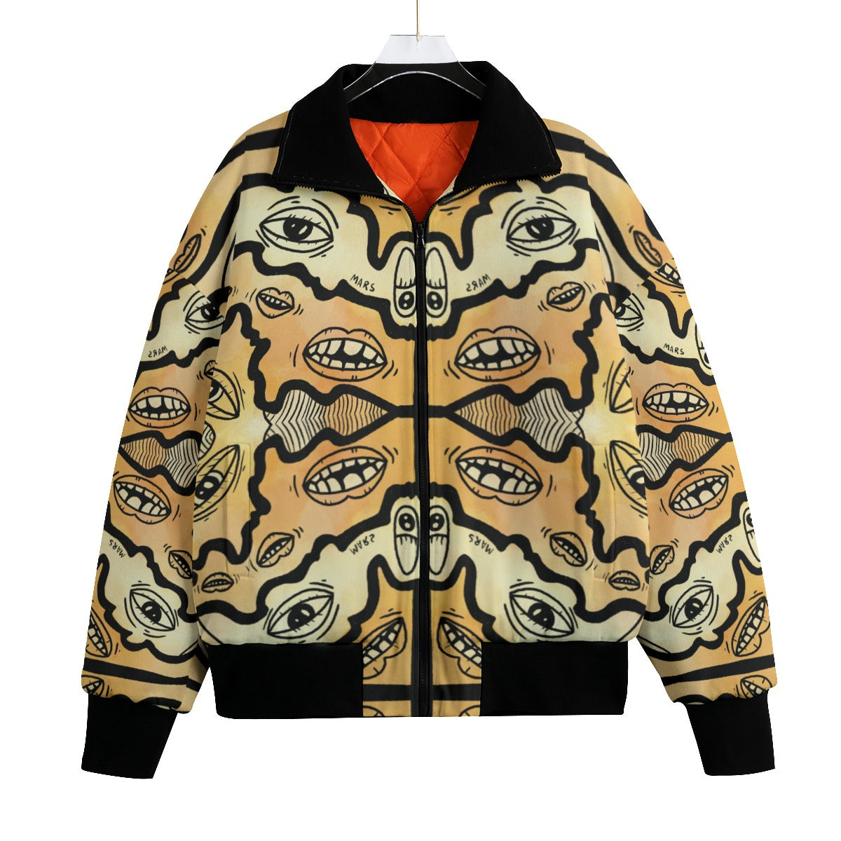 Eye Mouth Wiggle Knitted Fleece Lapel Jacket