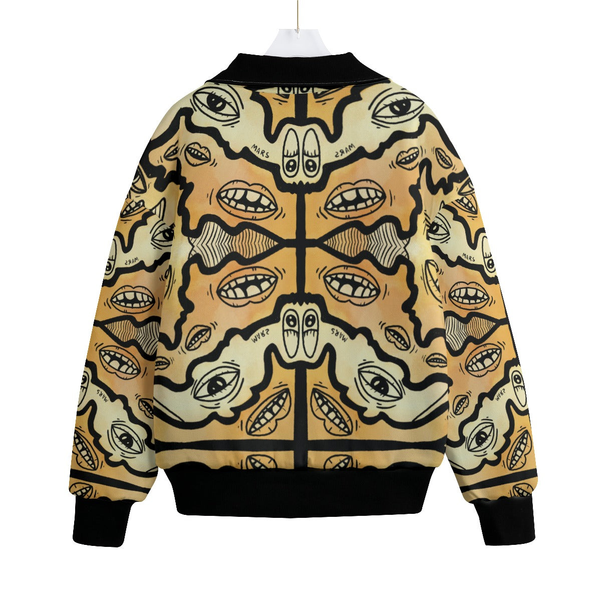 Eye Mouth Wiggle Knitted Fleece Lapel Jacket