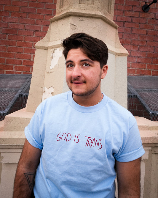 GOD IS TRANS BLUE SHIRT