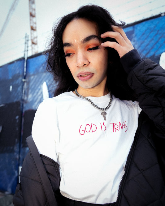 GOD IS TRANS WHITE SHIRT