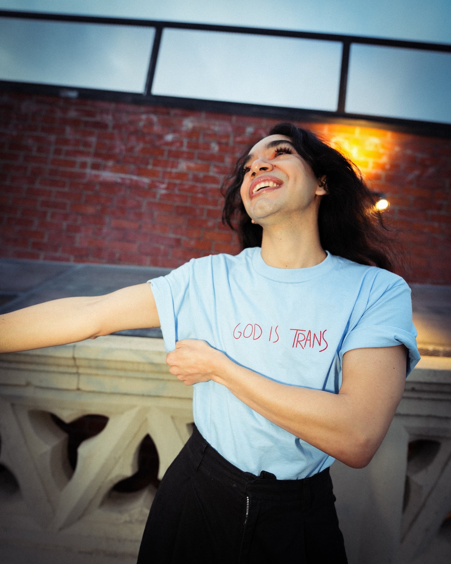 GOD IS TRANS BLUE SHIRT