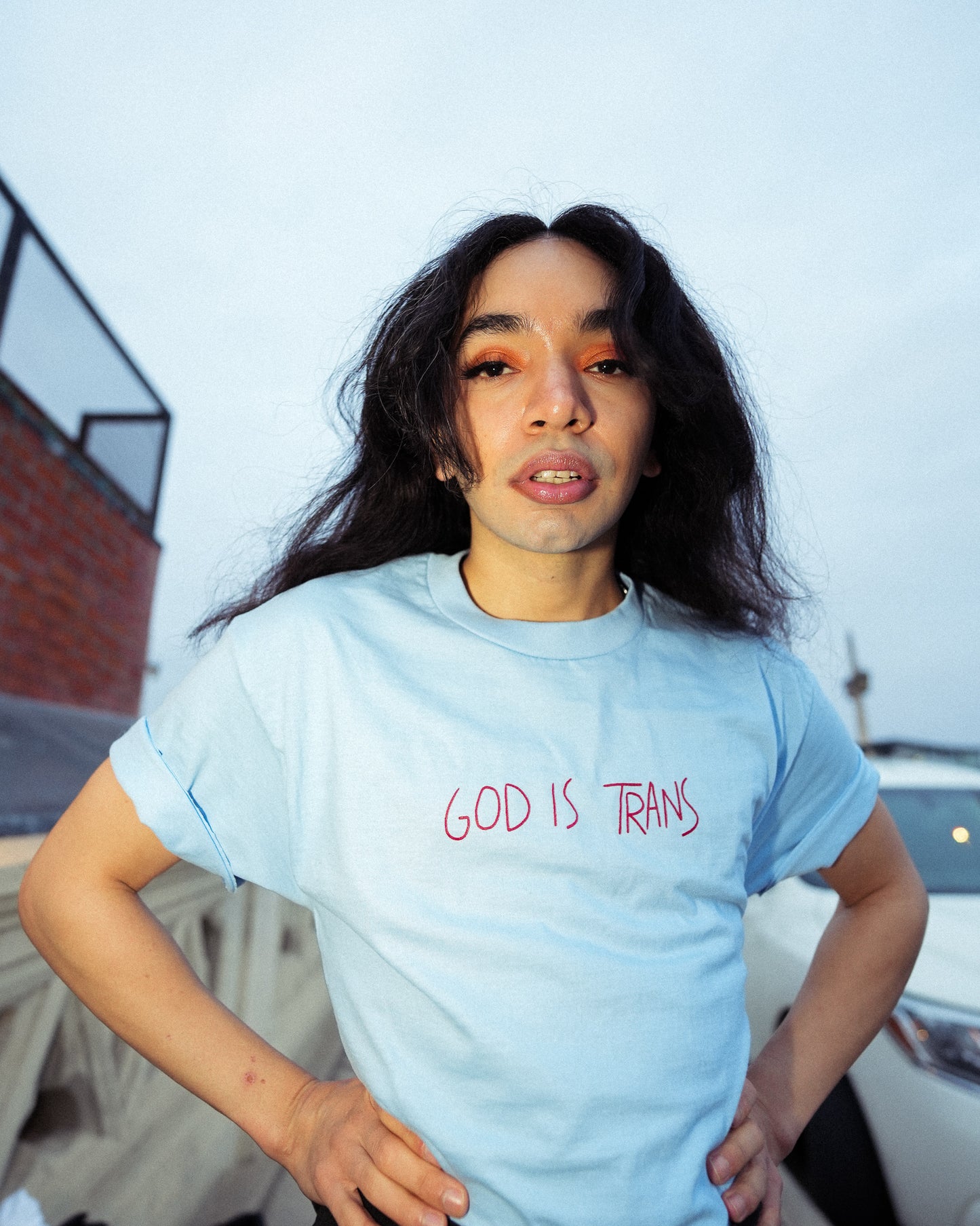 GOD IS TRANS BLUE SHIRT