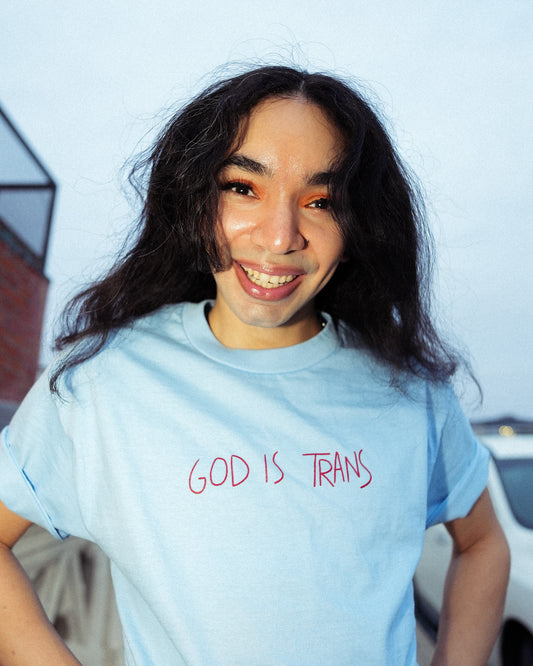 GOD IS TRANS BLUE SHIRT