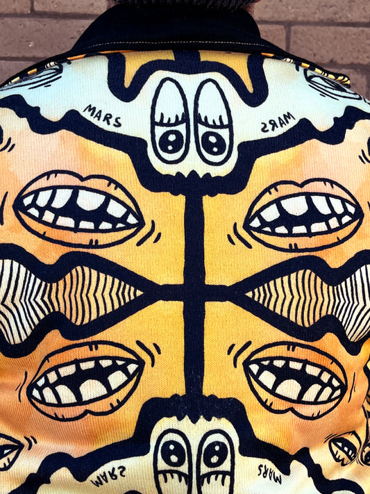 Eye Mouth Wiggle Knitted Fleece Lapel Jacket