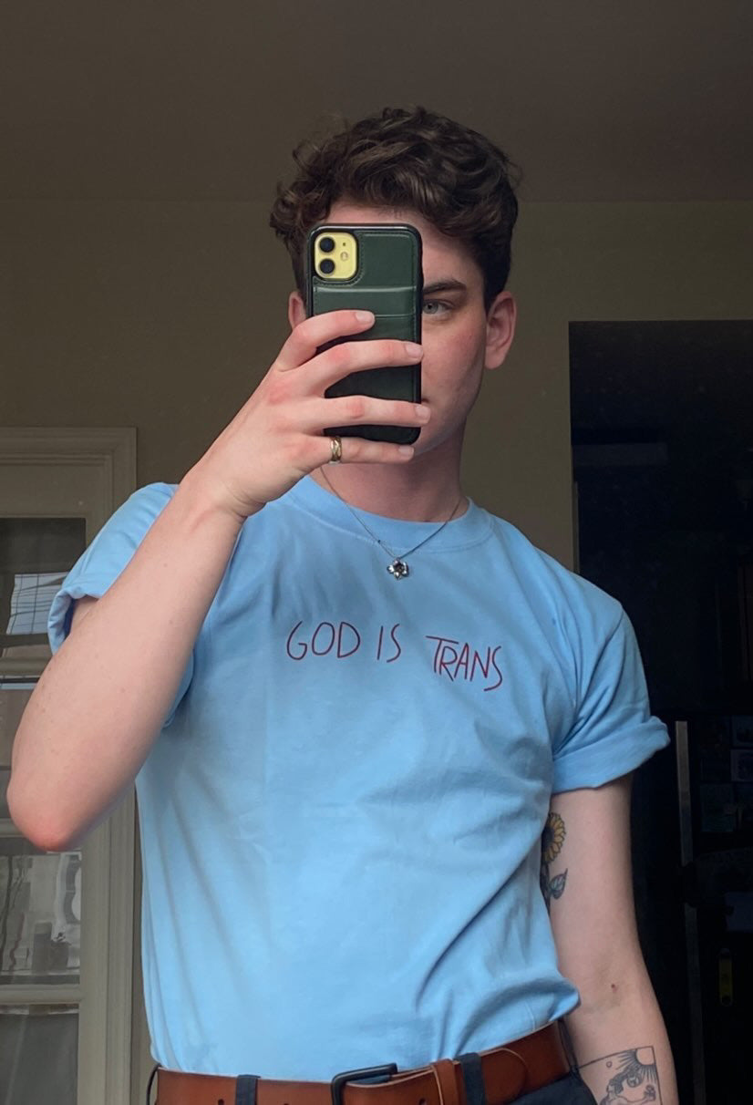 GOD IS TRANS BLUE SHIRT